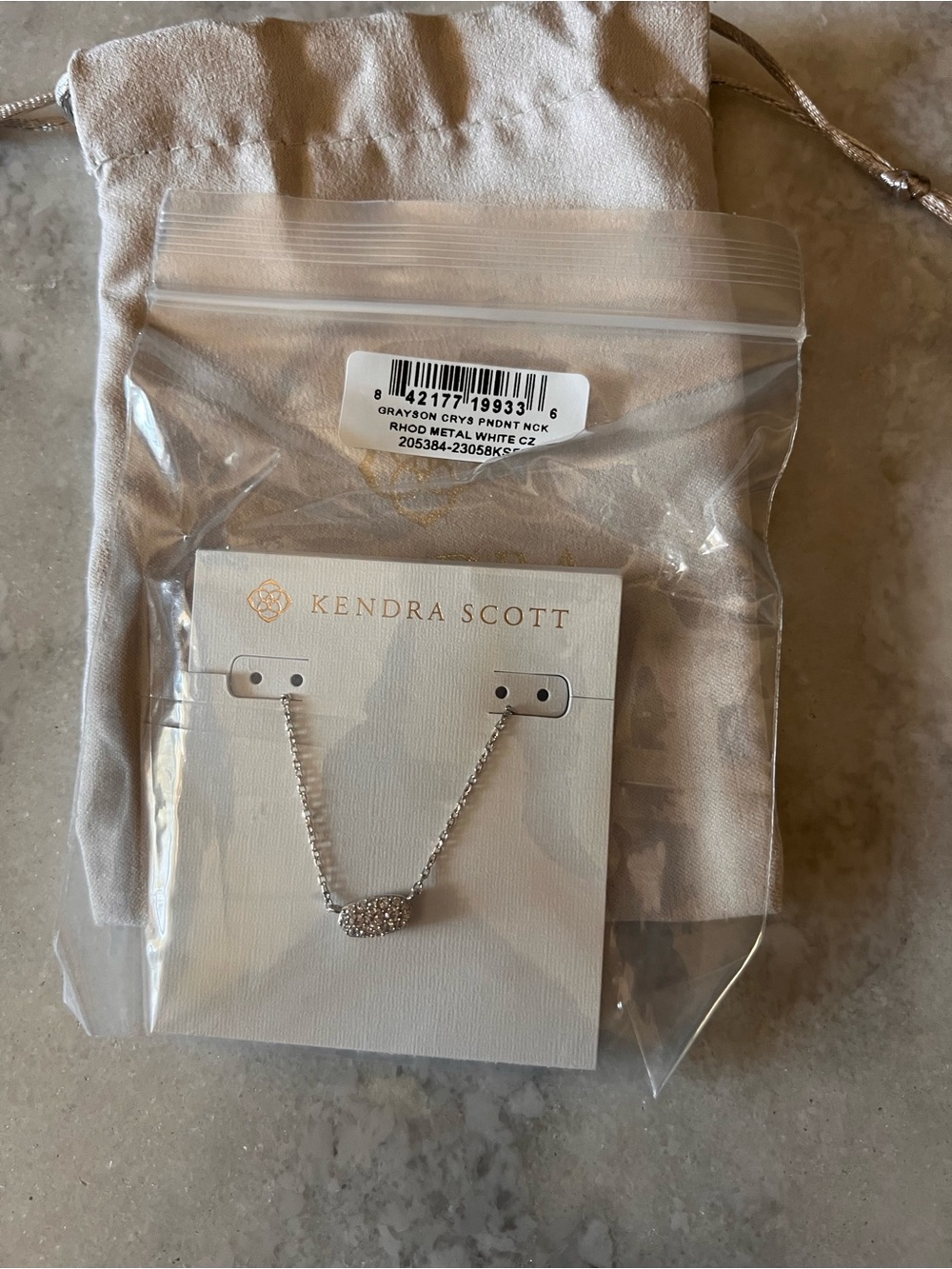 Grayson Silver Pendant Necklace in White CZ Kendra Scott